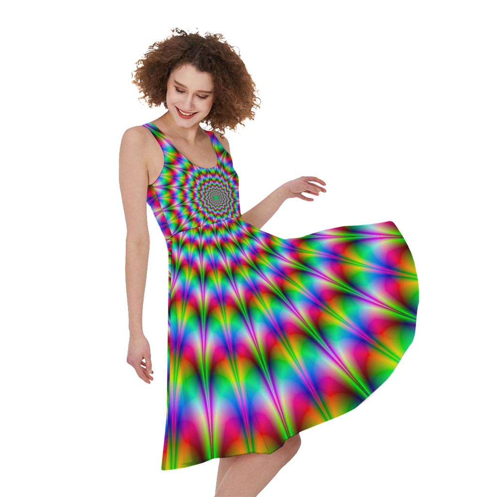 Spiky Psychedelic Optical Illusion Women's Sleeveless Dress