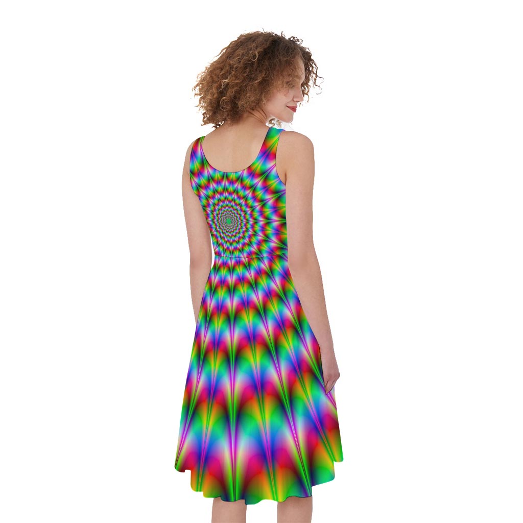 Spiky Psychedelic Optical Illusion Women's Sleeveless Dress