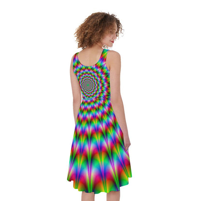 Spiky Psychedelic Optical Illusion Women's Sleeveless Dress
