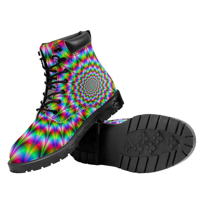 Spiky Psychedelic Optical Illusion Work Boots