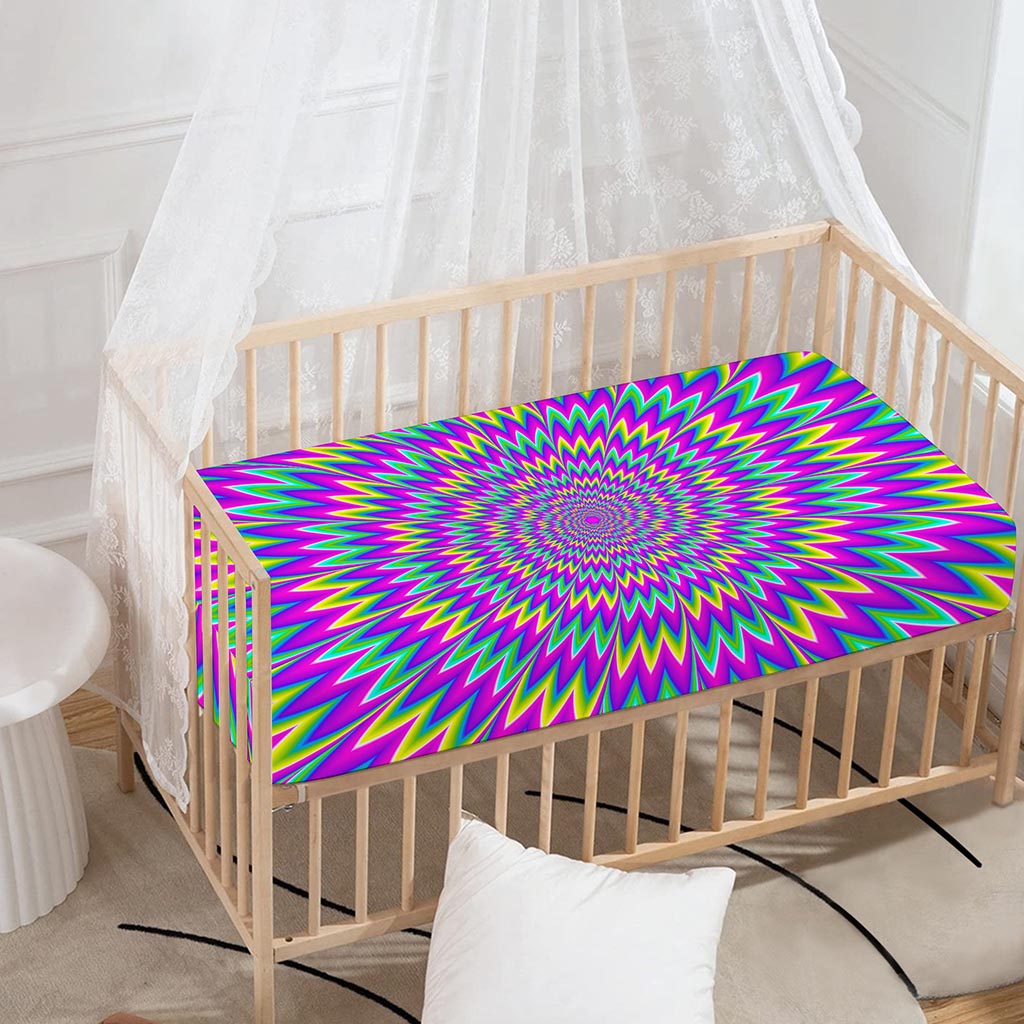 Spiky Spiral Moving Optical Illusion Baby Crib Sheet