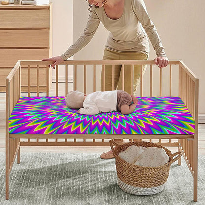 Spiky Spiral Moving Optical Illusion Baby Crib Sheet