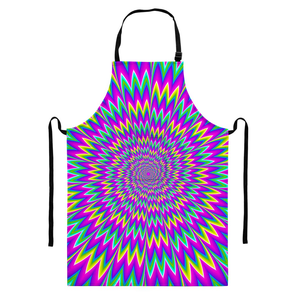 Spiky Spiral Moving Optical Illusion Bib Apron With Pocket