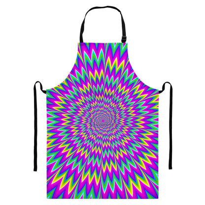 Spiky Spiral Moving Optical Illusion Bib Apron With Pocket
