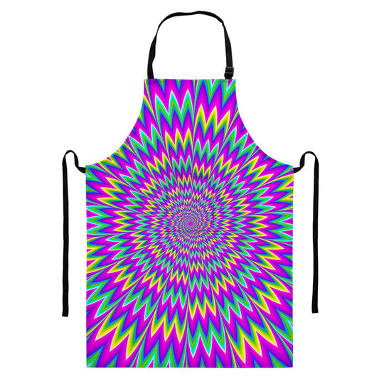 Spiky Spiral Moving Optical Illusion Bib Apron With Pocket