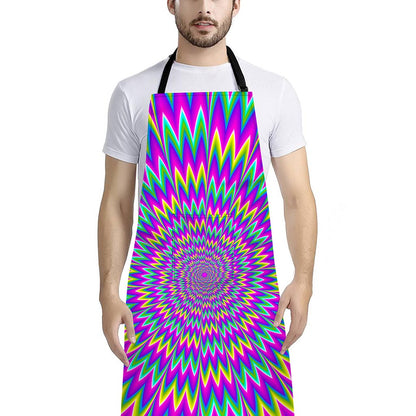 Spiky Spiral Moving Optical Illusion Bib Apron With Pocket