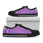Spiky Spiral Moving Optical Illusion Black Low Top Sneakers