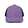 Spiky Spiral Moving Optical Illusion Black Mesh Trucker Cap