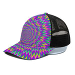 Spiky Spiral Moving Optical Illusion Black Mesh Trucker Cap