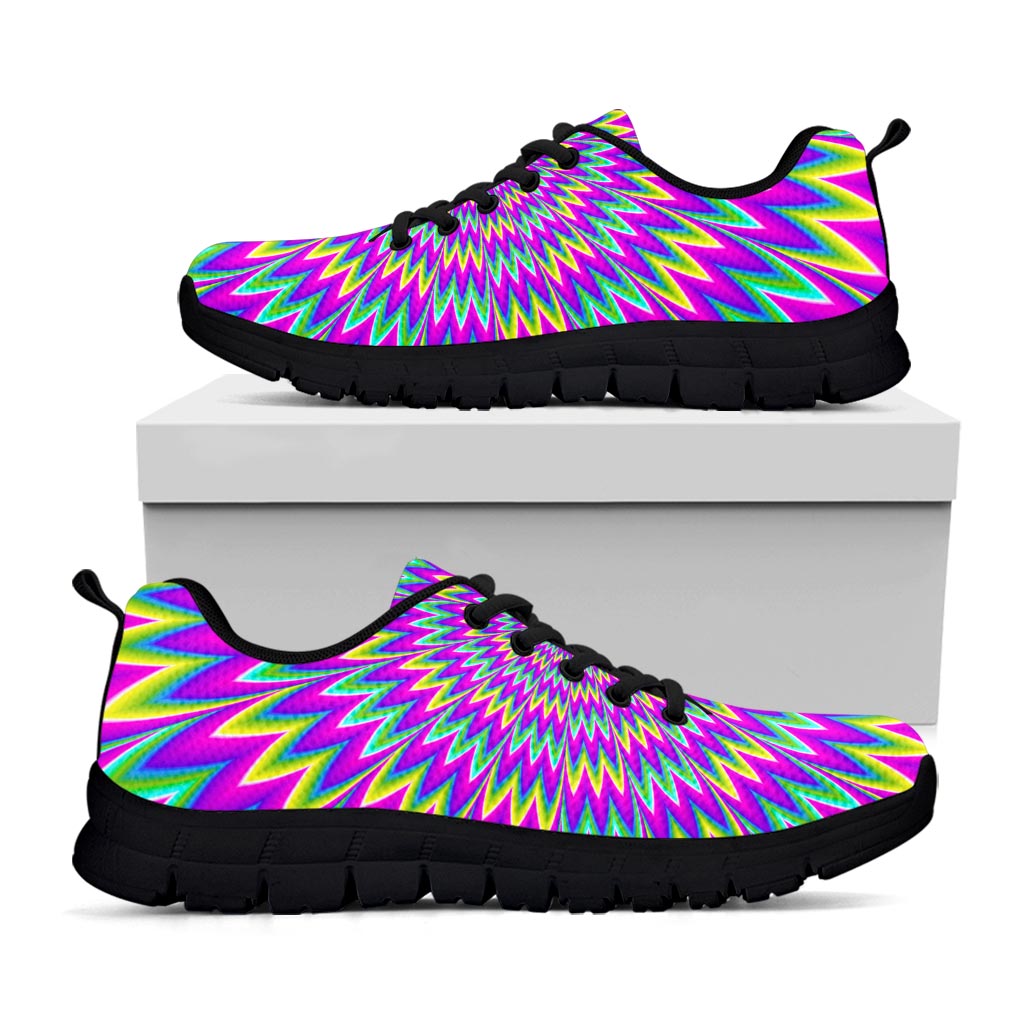 Spiky Spiral Moving Optical Illusion Black Running Shoes