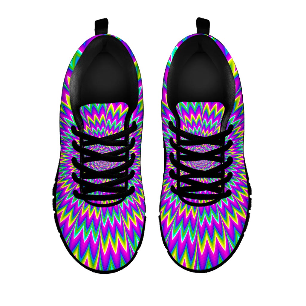 Spiky Spiral Moving Optical Illusion Black Running Shoes
