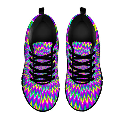 Spiky Spiral Moving Optical Illusion Black Running Shoes
