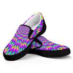 Spiky Spiral Moving Optical Illusion Black Slip On Sneakers