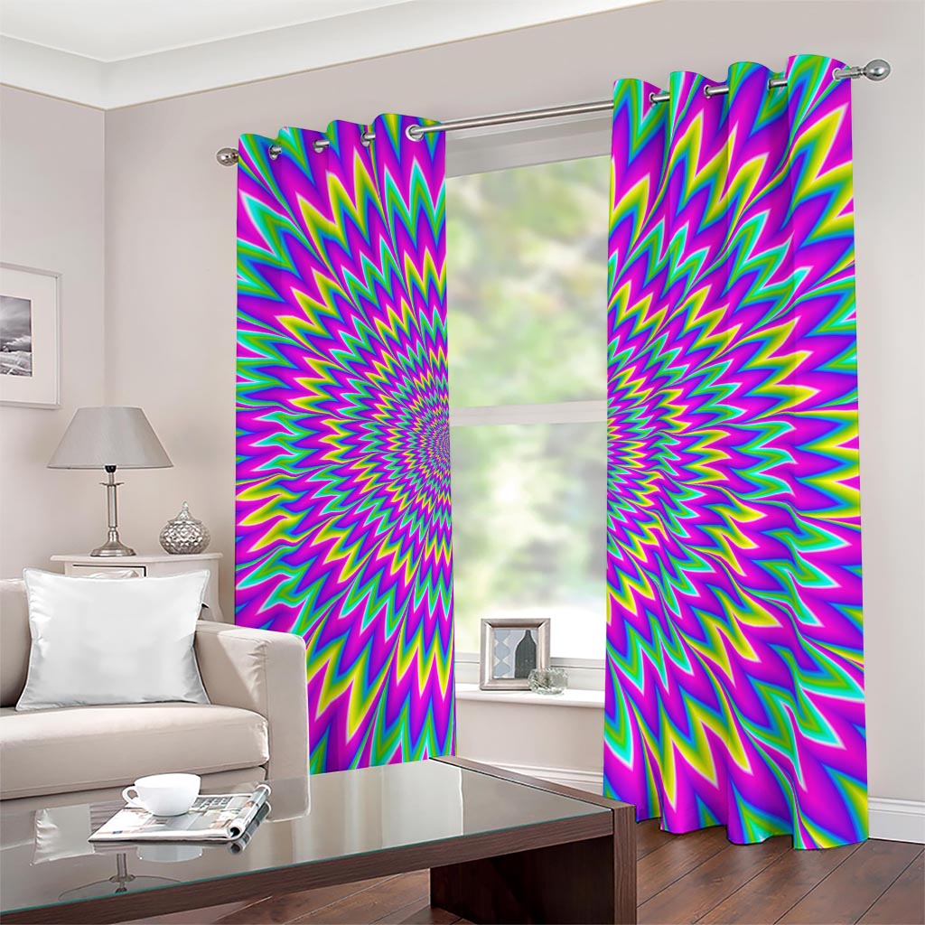 Spiky Spiral Moving Optical Illusion Blackout Grommet Curtains