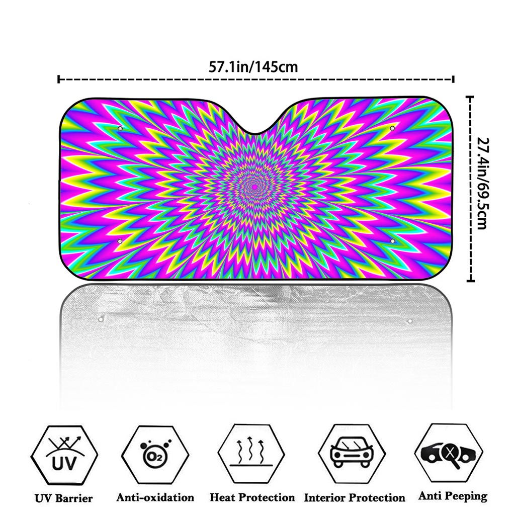 Spiky Spiral Moving Optical Illusion Car Windshield Sun Shade