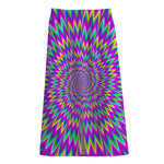Spiky Spiral Moving Optical Illusion Cotton Front Slit Maxi Skirt