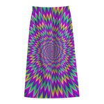 Spiky Spiral Moving Optical Illusion Cotton Front Slit Maxi Skirt