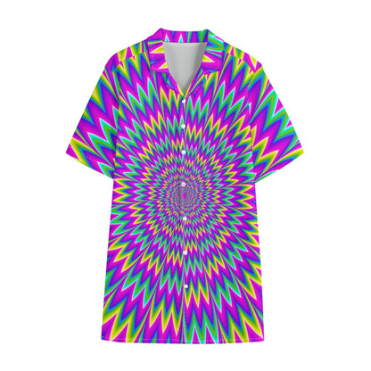 Spiky Spiral Moving Optical Illusion Cotton Hawaiian Shirt
