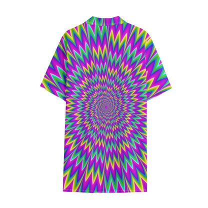 Spiky Spiral Moving Optical Illusion Cotton Hawaiian Shirt