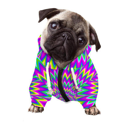 Spiky Spiral Moving Optical Illusion Dog Zip Up Hoodie