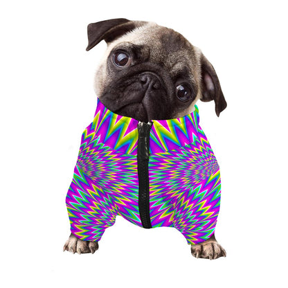 Spiky Spiral Moving Optical Illusion Dog Zip Up Jacket