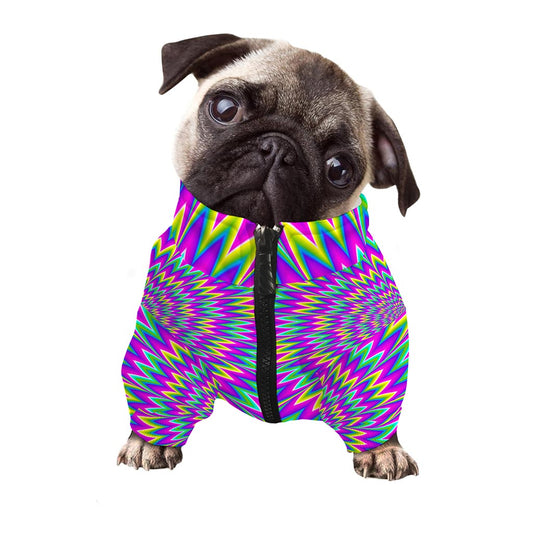 Spiky Spiral Moving Optical Illusion Dog Zip Up Jacket