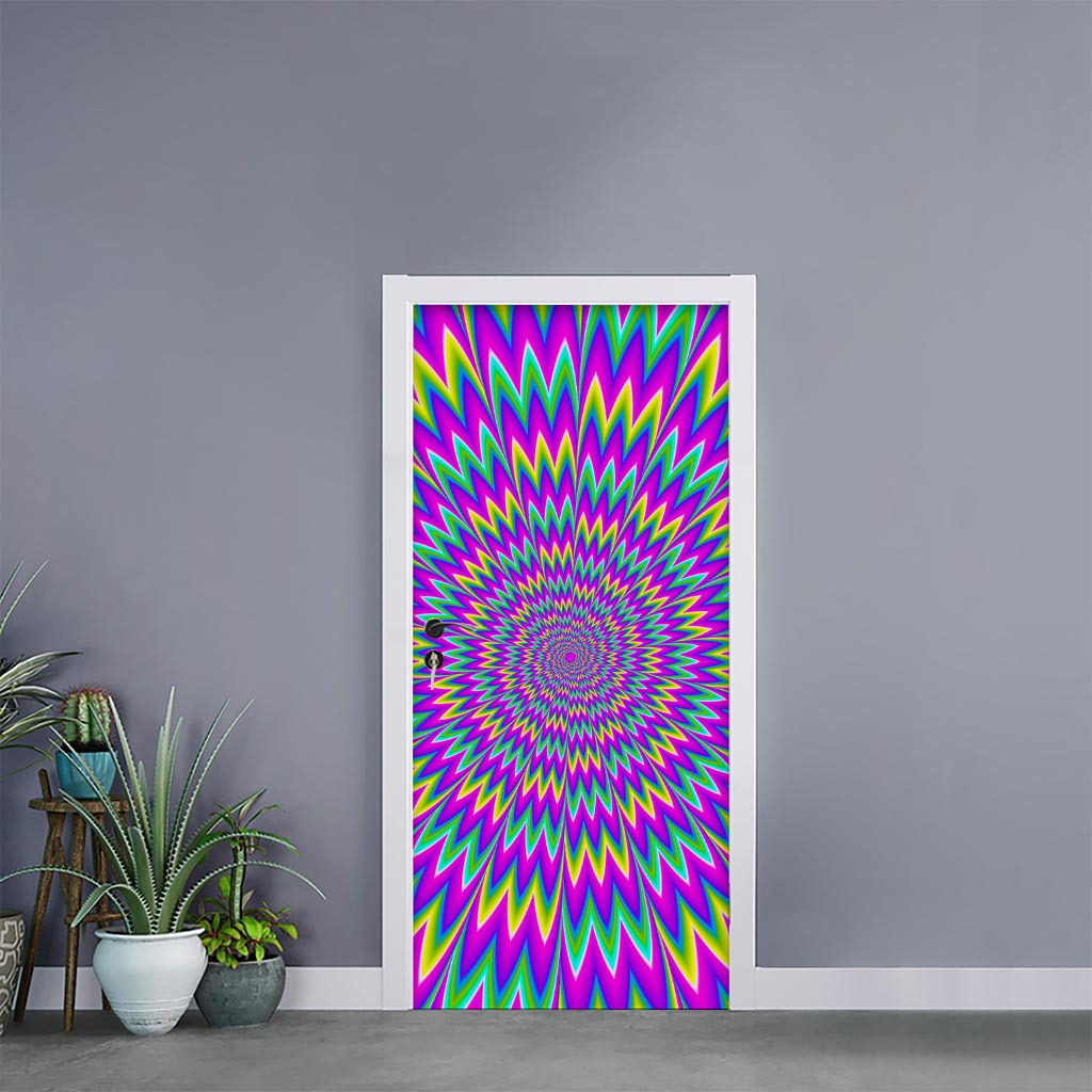Spiky Spiral Moving Optical Illusion Door Sticker