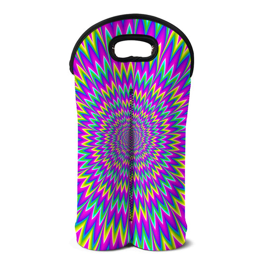 Spiky Spiral Moving Optical Illusion Double Neoprene Wine Tote