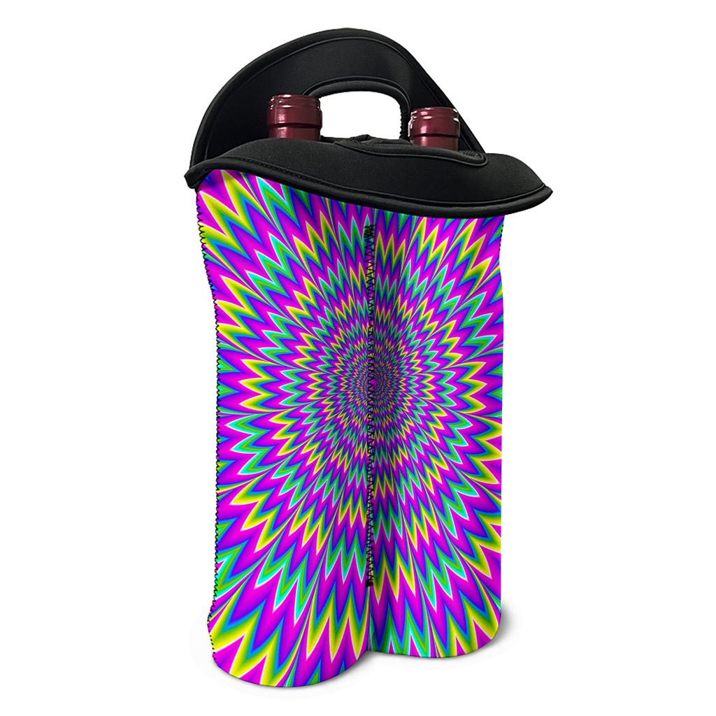 Spiky Spiral Moving Optical Illusion Double Neoprene Wine Tote