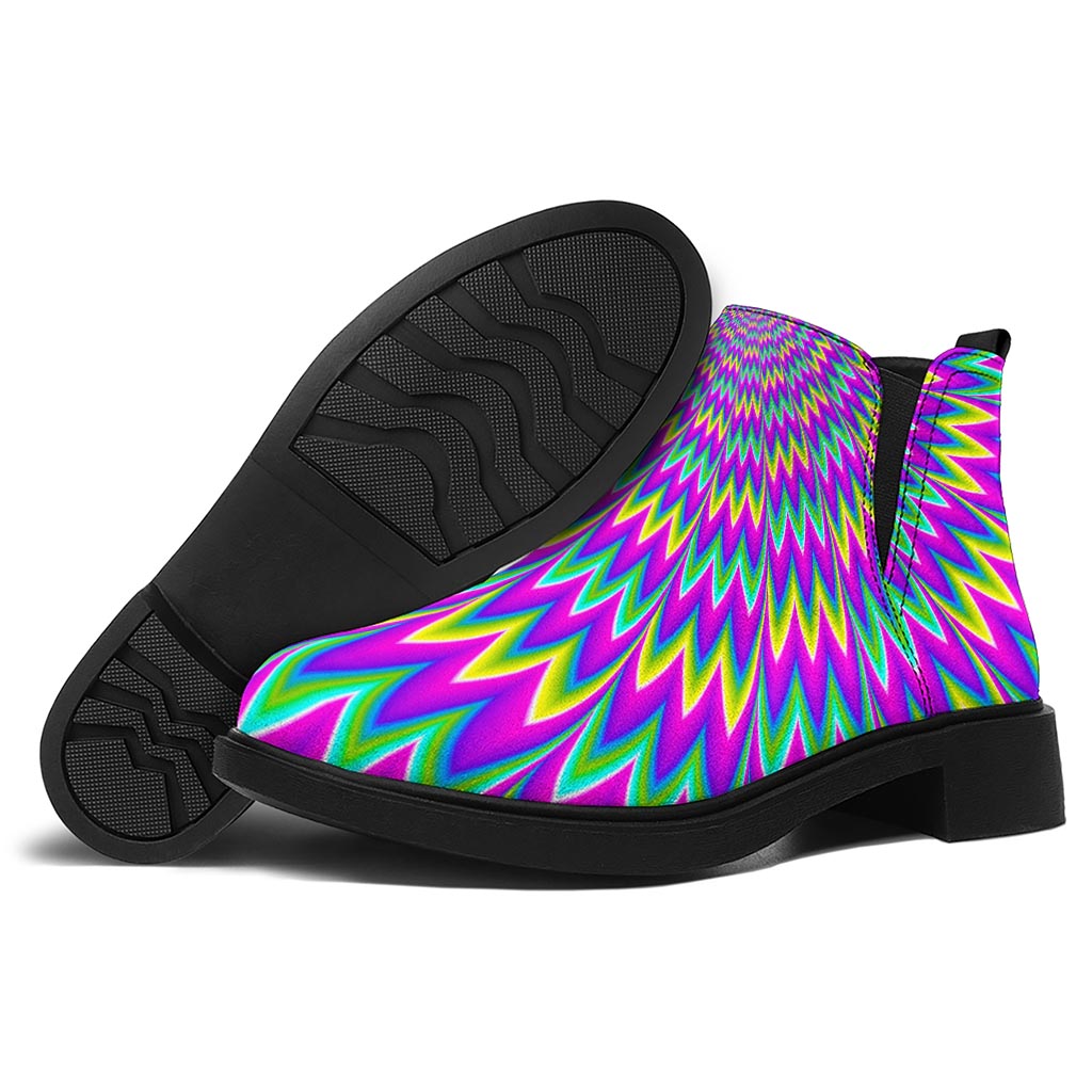 Spiky Spiral Moving Optical Illusion Flat Ankle Boots