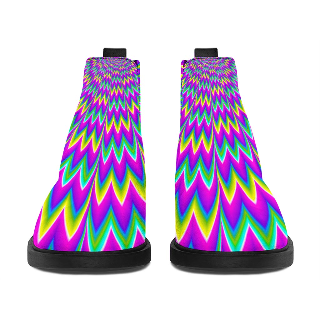 Spiky Spiral Moving Optical Illusion Flat Ankle Boots