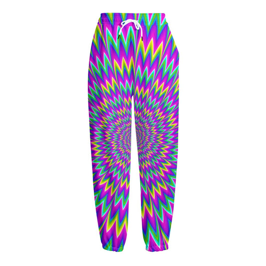 Spiky Spiral Moving Optical Illusion Fleece Lined Knit Pants