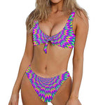 Spiky Spiral Moving Optical Illusion Front Bow Tie Bikini