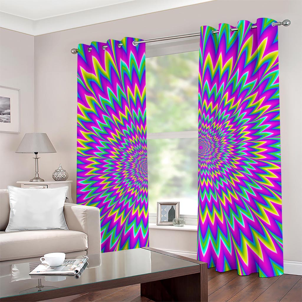 Spiky Spiral Moving Optical Illusion Grommet Curtains