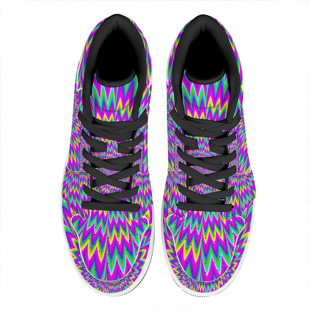 Spiky Spiral Moving Optical Illusion High Top Leather Sneakers