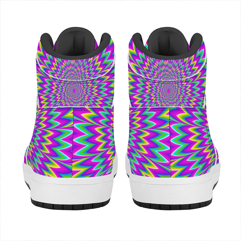 Spiky Spiral Moving Optical Illusion High Top Leather Sneakers