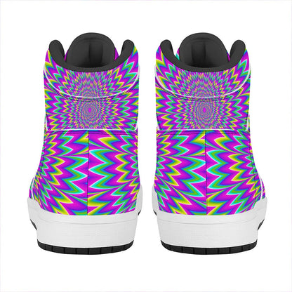 Spiky Spiral Moving Optical Illusion High Top Leather Sneakers