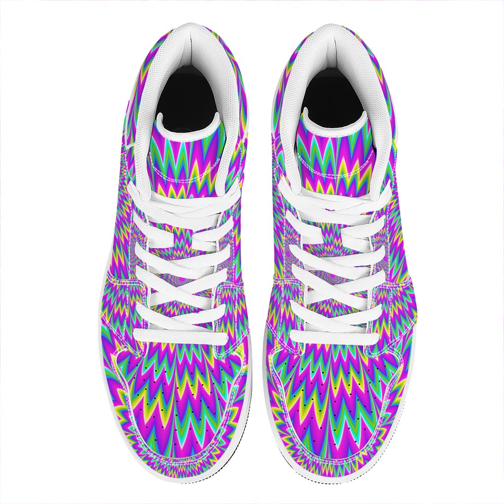 Spiky Spiral Moving Optical Illusion High Top Leather Sneakers