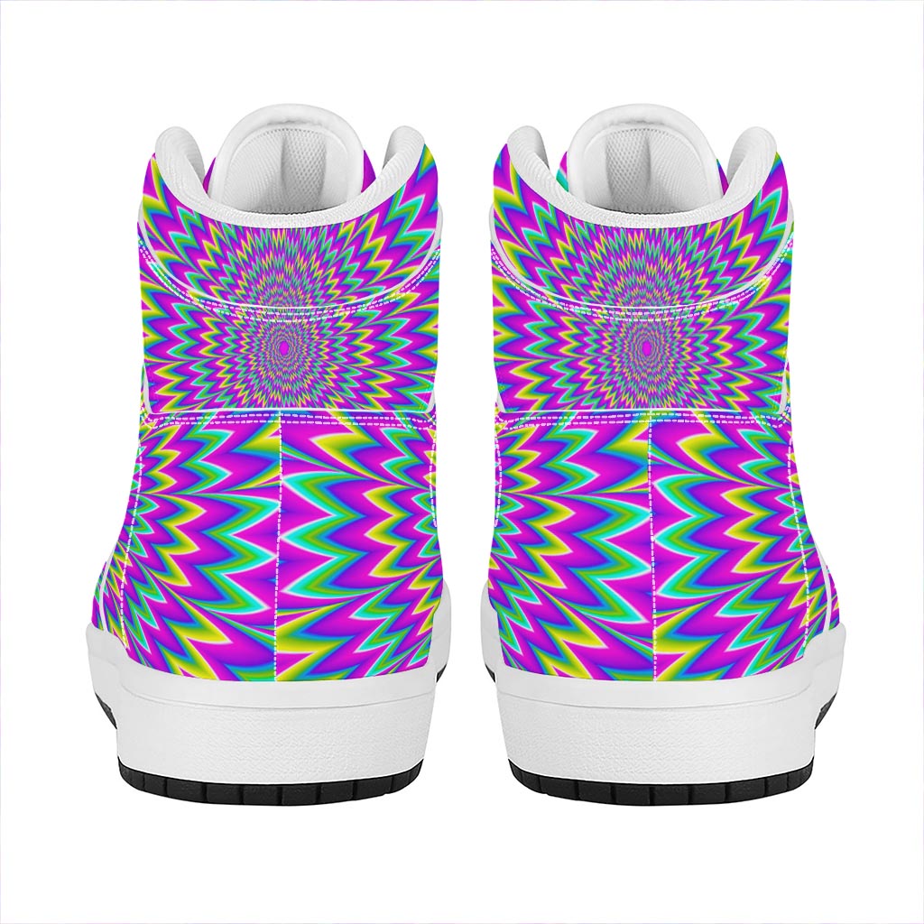 Spiky Spiral Moving Optical Illusion High Top Leather Sneakers