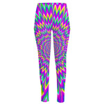 Spiky Spiral Moving Optical Illusion High-Waisted Pocket Leggings
