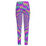 Spiky Spiral Moving Optical Illusion High-Waisted Pocket Leggings
