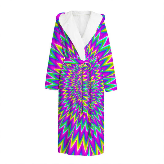 Spiky Spiral Moving Optical Illusion Hooded Bathrobe