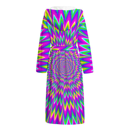 Spiky Spiral Moving Optical Illusion Hooded Bathrobe
