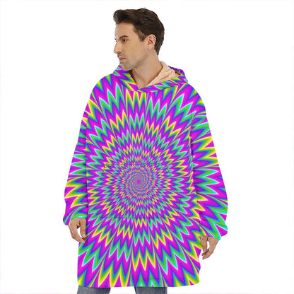 Spiky Spiral Moving Optical Illusion Hoodie Blanket