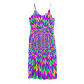Spiky Spiral Moving Optical Illusion Jersey Midi Cami Dress