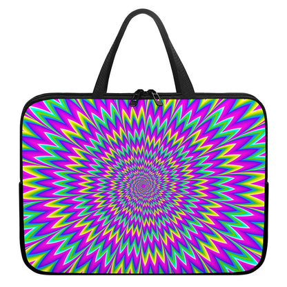 Spiky Spiral Moving Optical Illusion Laptop Sleeve With Handle