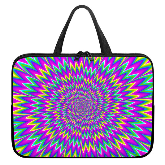 Spiky Spiral Moving Optical Illusion Laptop Sleeve With Handle