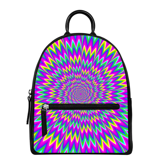 Spiky Spiral Moving Optical Illusion Leather Backpack