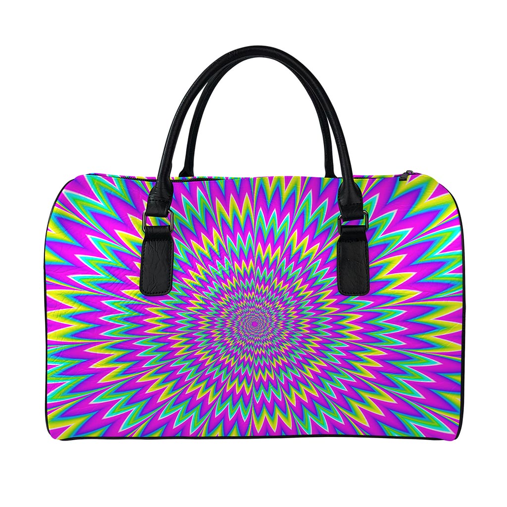 Spiky Spiral Moving Optical Illusion Leather Duffle Bag