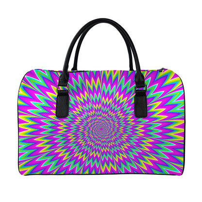 Spiky Spiral Moving Optical Illusion Leather Duffle Bag